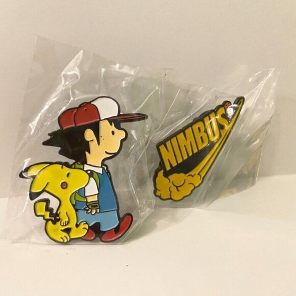 Lot of 2 Enamel Metal Pin Double Rubber Backing  Pokemon Dragon Ball Z Pins